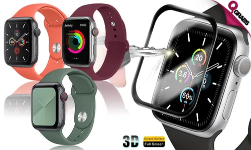 Silicon Apple Watch Band + 3D Tempered Glass!